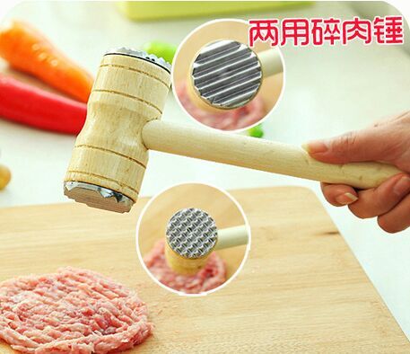 木柄双头敲肉锤敲肉棒肉酱锤碎肉锤 牛排锤 松肉锤 