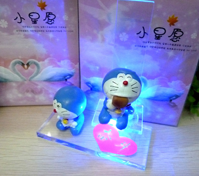 3D水晶机器猫许愿瓶天鹅礼品摆件