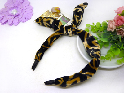 绒布艺兔耳朵蝴蝶结发箍 宽发卡