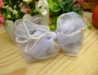 韩国发饰复古网纱欧根纱蕾丝蝴蝶结弹簧夹2元店爆款