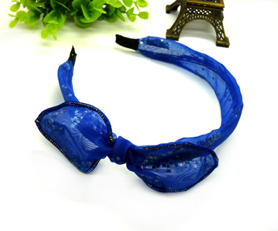 网纱蕾丝布艺黑色细钢底蝴蝶结发箍发卡