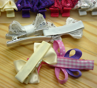 1对韩版布艺可爱蝴蝶结儿童发夹压夹混款