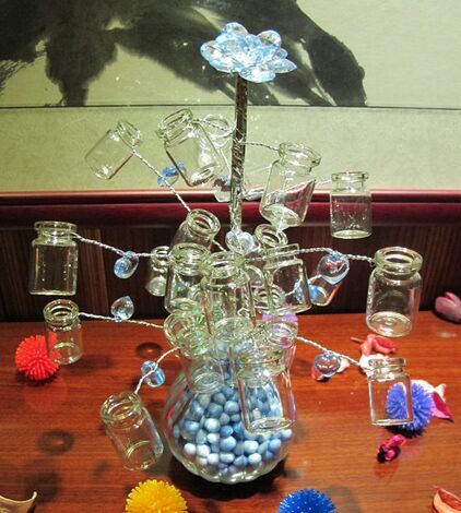 中号仿水晶玻璃花花许愿树/瓶	