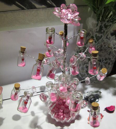 小号仿水晶玻璃花花许愿树/瓶	