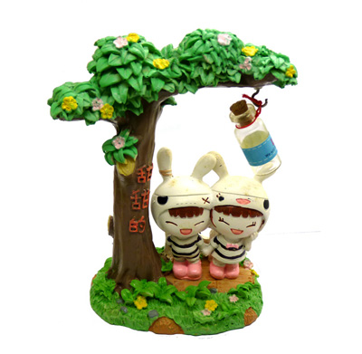 卡通兔子树脂摆件 创意生日儿童工艺礼品	