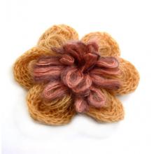 毛线山茶花款插式长针西服胸花	