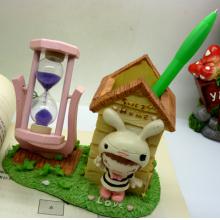 玻璃瓶木制笔插 沙漏计时器