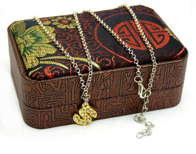 韩版合金字母锁骨项链批发 